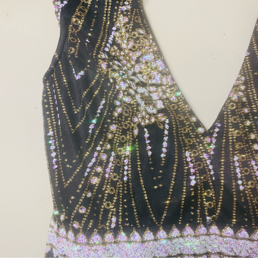 Hello Molly Black Mini Dress with Silver Sequin Embellishment - Picture 7 of 13